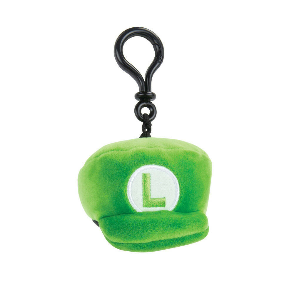 T12964 MOCCHI-MOCCHI Clip On Luigi Hat Keyring Soft Plush Super Mario 100x60mm