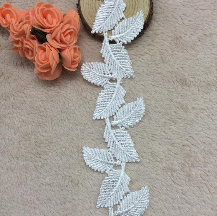 5 Yards White Leaves lace Wedding Dresses decoration DIY sewing accessories