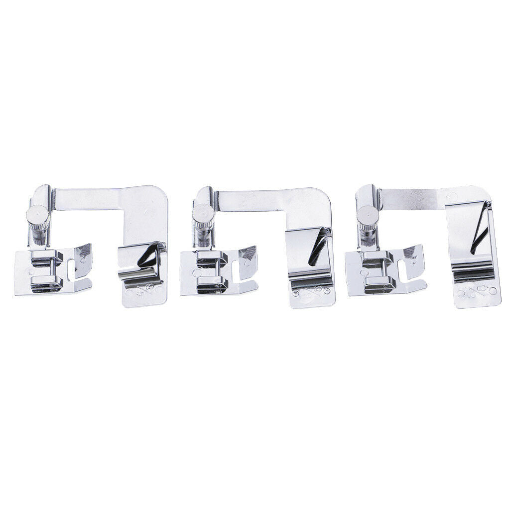 3Pcs ROLLED HEM Hemmer Foot  Presser For Domestic Sewing Machines