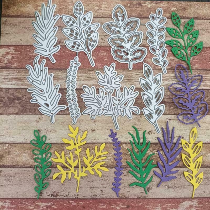 8Pcs Leaf Plants Grass Metal Cutting Die Stencil DIY Scrapboo Embossing Template
