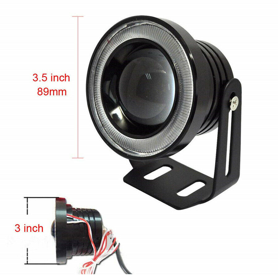 3.5INCH Car Auto Angel Eyes Halo Ring DRL Lamp COB LED Fog Light Projector White