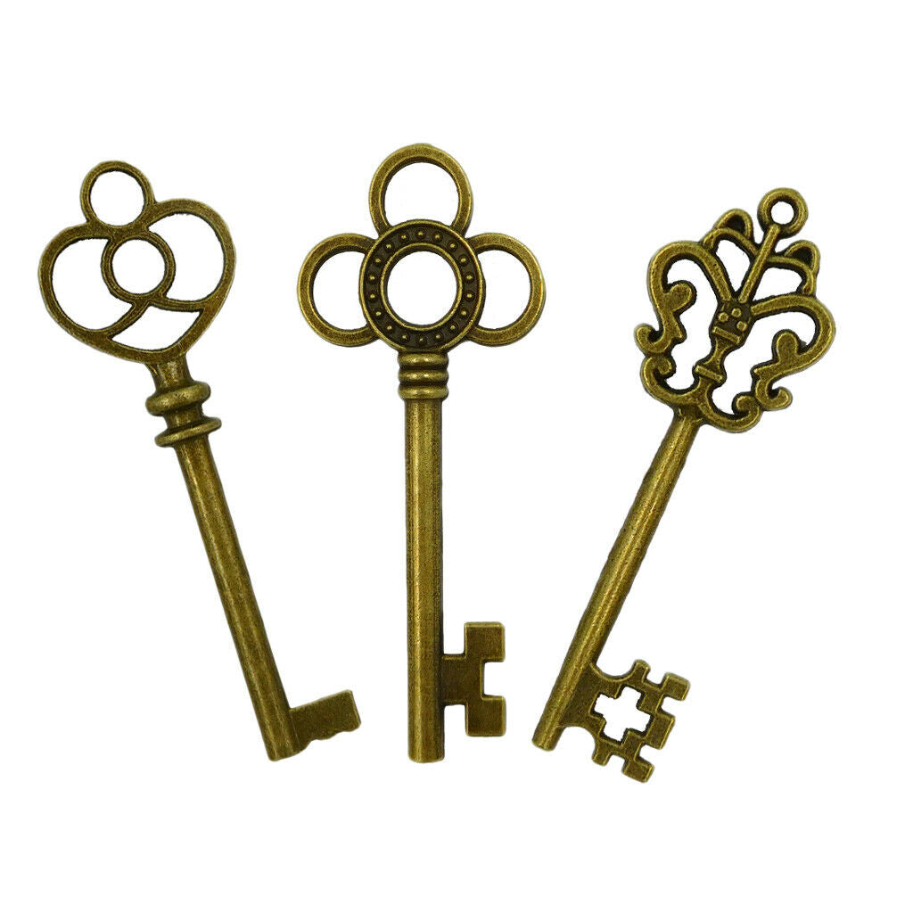 12x Skeleton Key Dangle Pendant Charms for DIY Necklace Bracelet Earrings