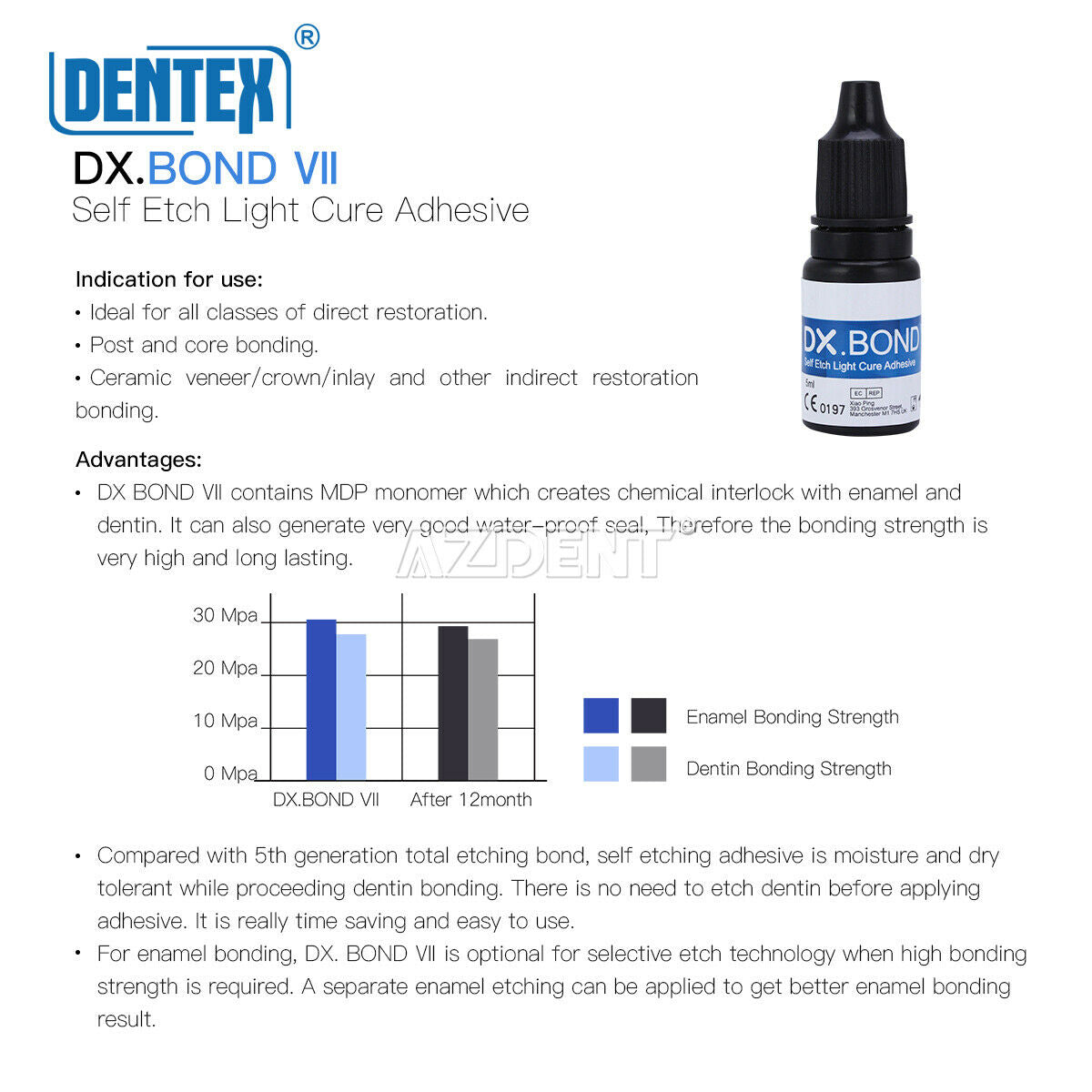 3 Bottles Dental DX.BOND VII Self Etch Light Cure Adhesive Bonding DX.bond,5ml