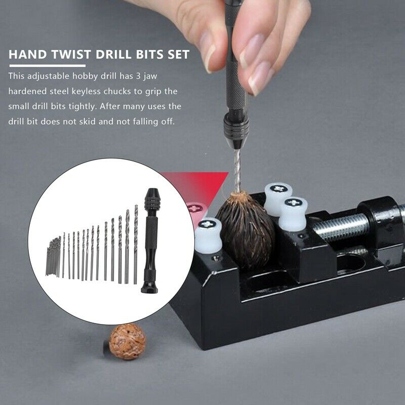 Hand Drill Bits Set 31Pcs Hand Drill Set Precision Pin Vise Micro-Mini Twist DC9