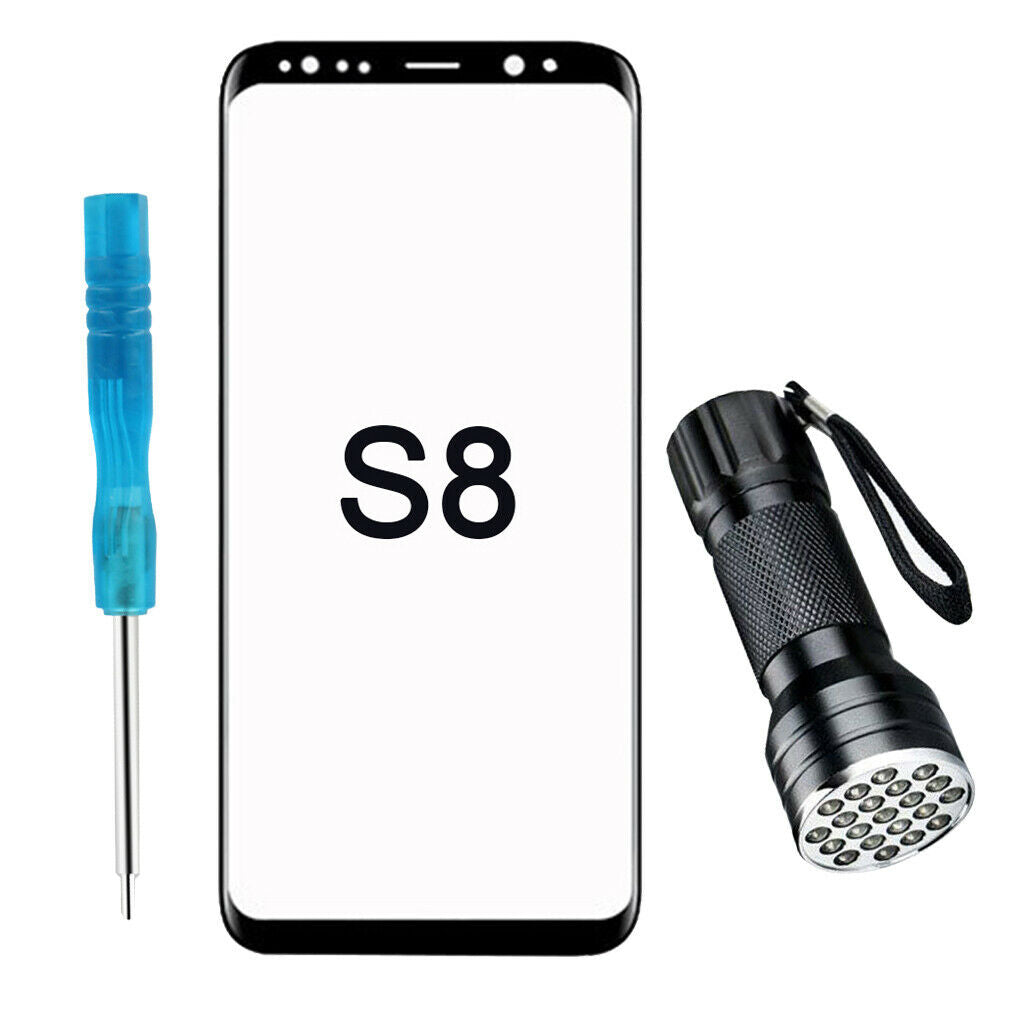 For  Galaxy S8 Outer Glass Front Screen Replacement + Tool Kit Black