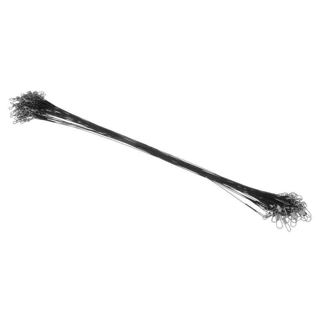 50pcs Fishing Leaders Wires with Barrel Swivels and Safety Snaps Freshwater