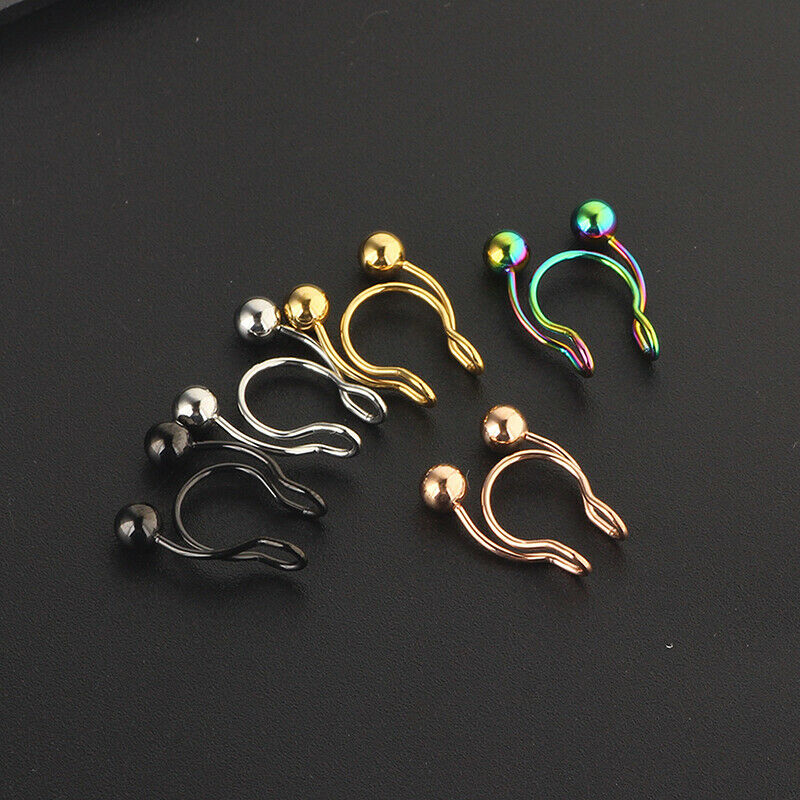 5Pcs 10mm Stainless Steel Nose Clip Nose Rings Non Piercing Body Jewel.l8