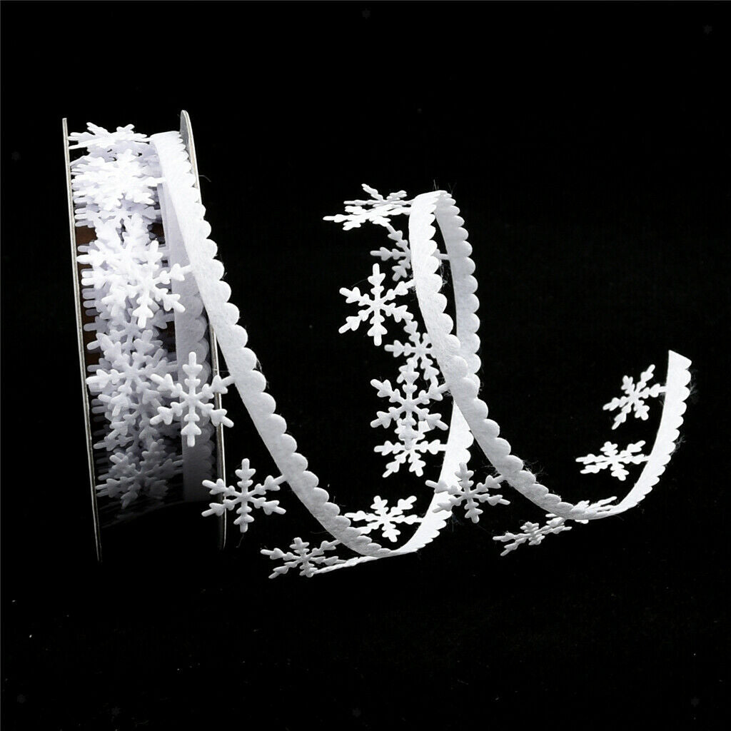 5m 25mm Christmas Snowflake Ribbon Trim DIY Wedding Decoration Gift Wrapping