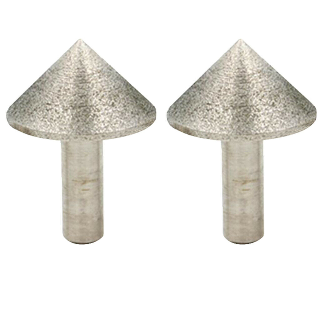 2x Diamond Grinding Head Points 90 Degrees Rotary Taper Single Type 25mm Dia