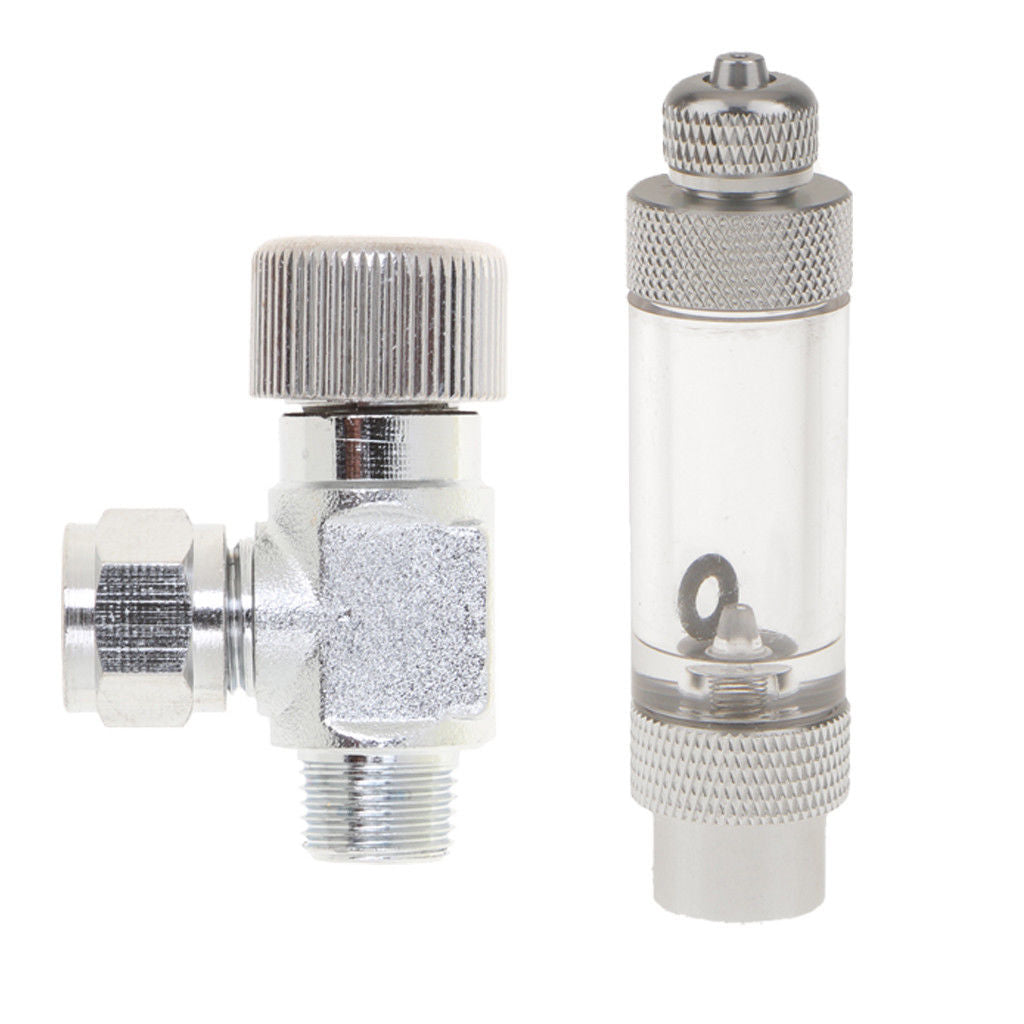 Aquarium Fish Tank Check Valve & Aluminum Bubble Counter for CO2 Regulator