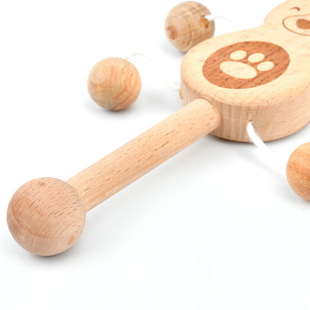 5pcs Wooden Rattle with Bell Fine Motor Learning Play Gym Educational Toys