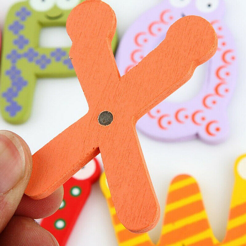 26 Letters Kids Wooden Alphabet Fridge Magnet Child Educational T.l8