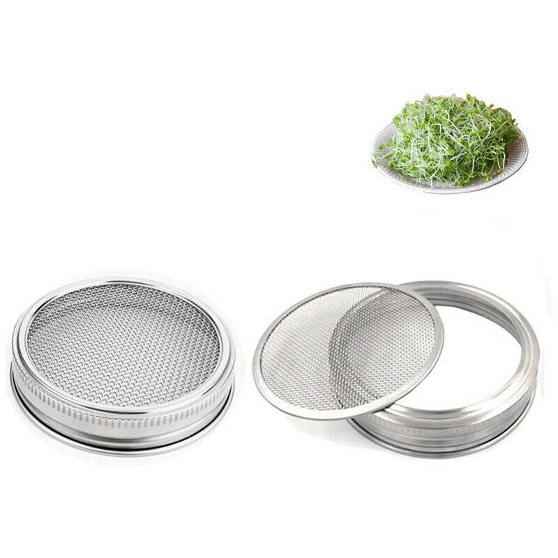 Set of 2 Stainless Steel Sprouting Jar Lid Kit for Superb Ventilation Fit for O4