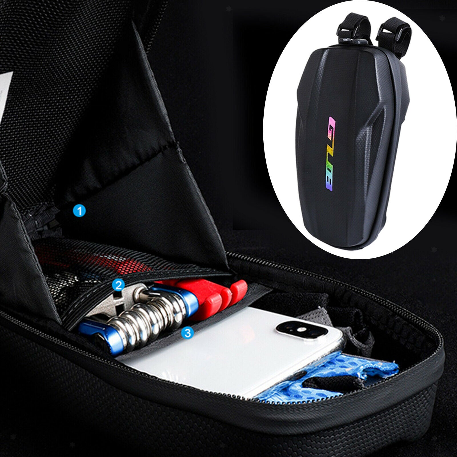 Waterproof Hard Shell Storage Bag Scooter Front Bag Travel Handlebar Bag