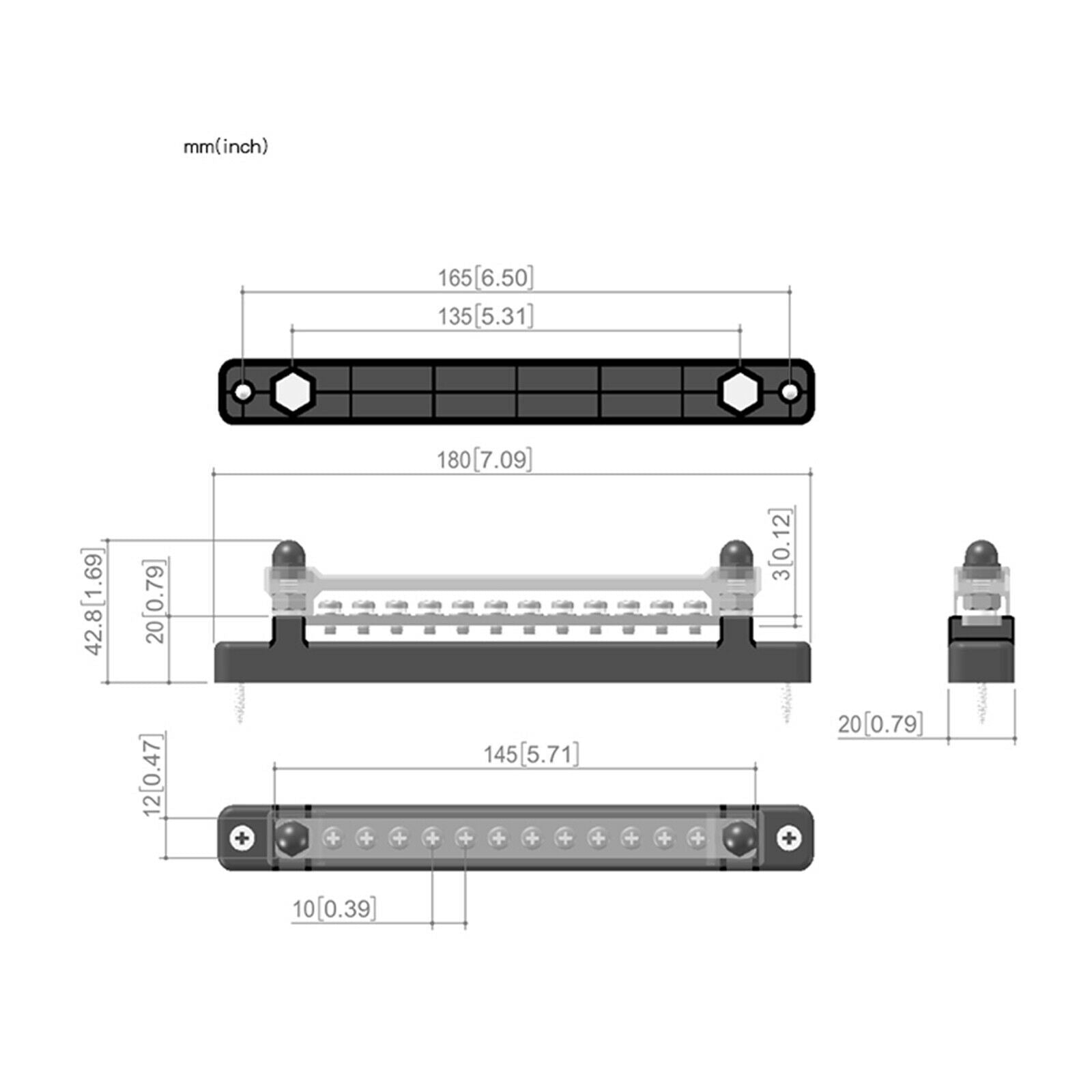 12 Terminal Bus Bar Kit Distribution Block 2 Studs Durable Spare Parts