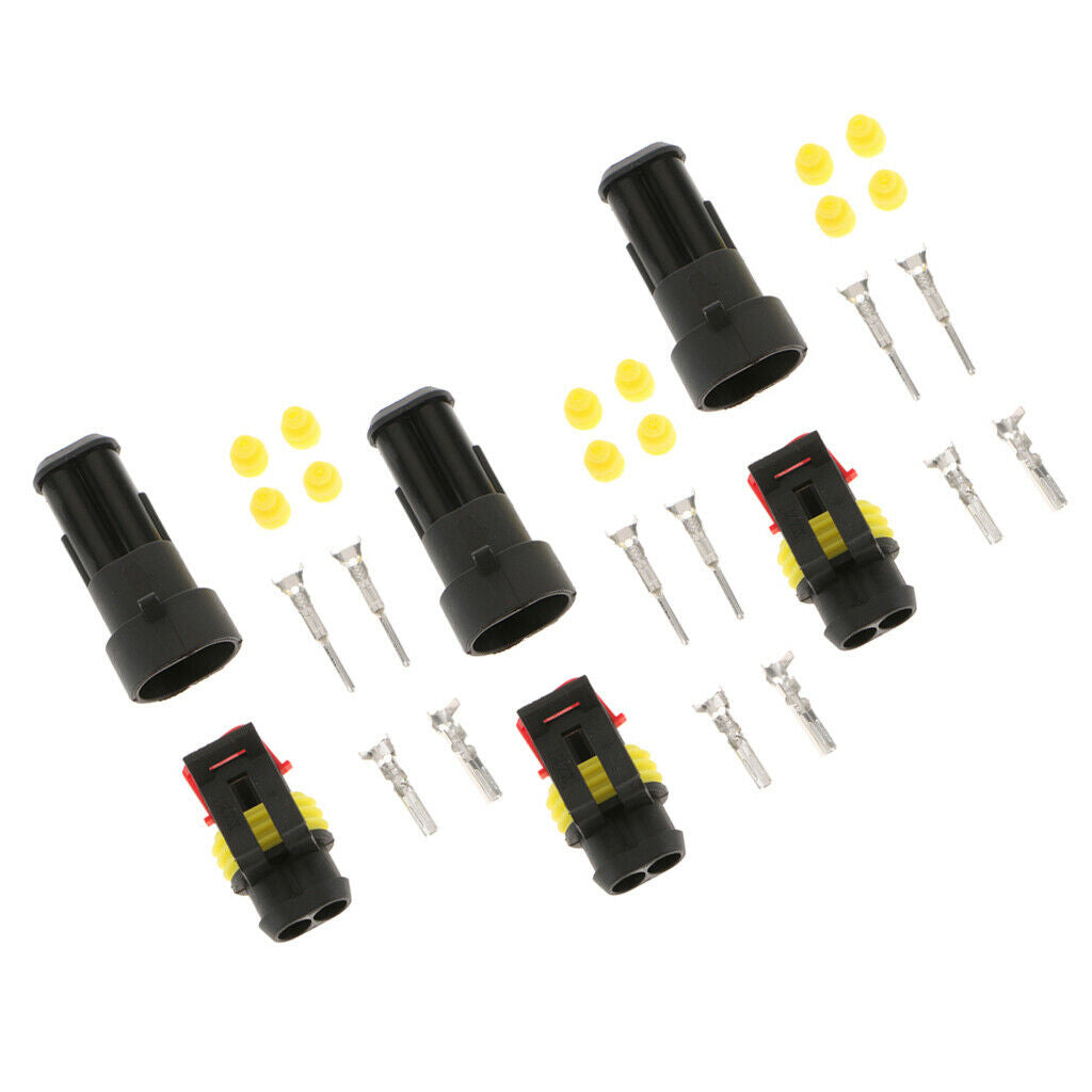 3pcs Car Auto Sealed Waterproof Electrical Wire Connector Plug 2P