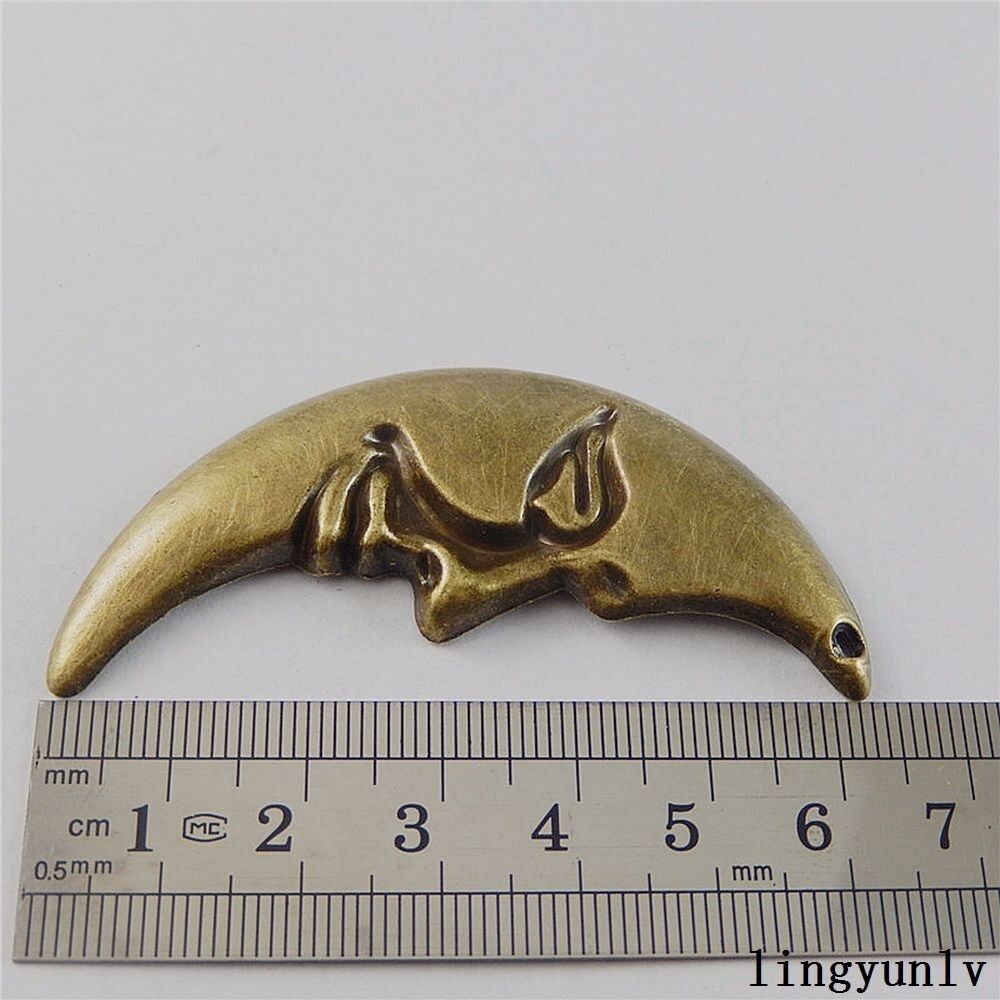 8 pcs Antiqued Bronze Alloy Half Moon Face Pendant Jewelry Accessories 63x33mm