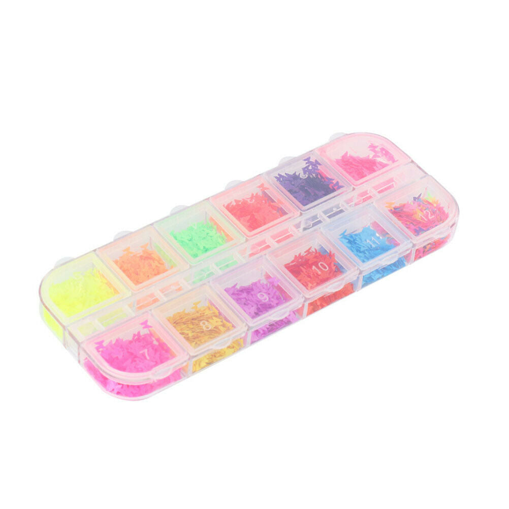 12 Colors Butterfly DIY Color Nail Art Flakes Eye Makeup Sequins Nail Decoration