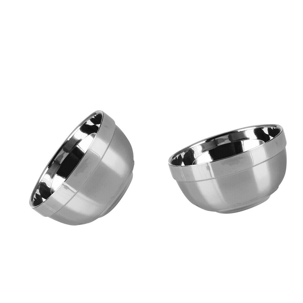2Pcs Stainless Steel Bowl Set Double-walled Insulated Metal Snack Bowls
