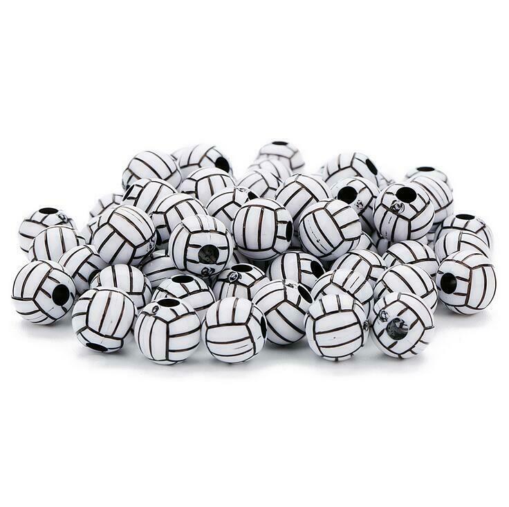 100pcs 12mm Acrylic Loose Spacers Beads volleyball DIY Necklace Bracelet Jewelry