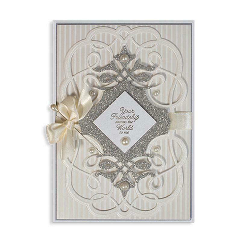 Striped Floral Background Metal Cutting Dies Greeting Card Stencil DIY Template