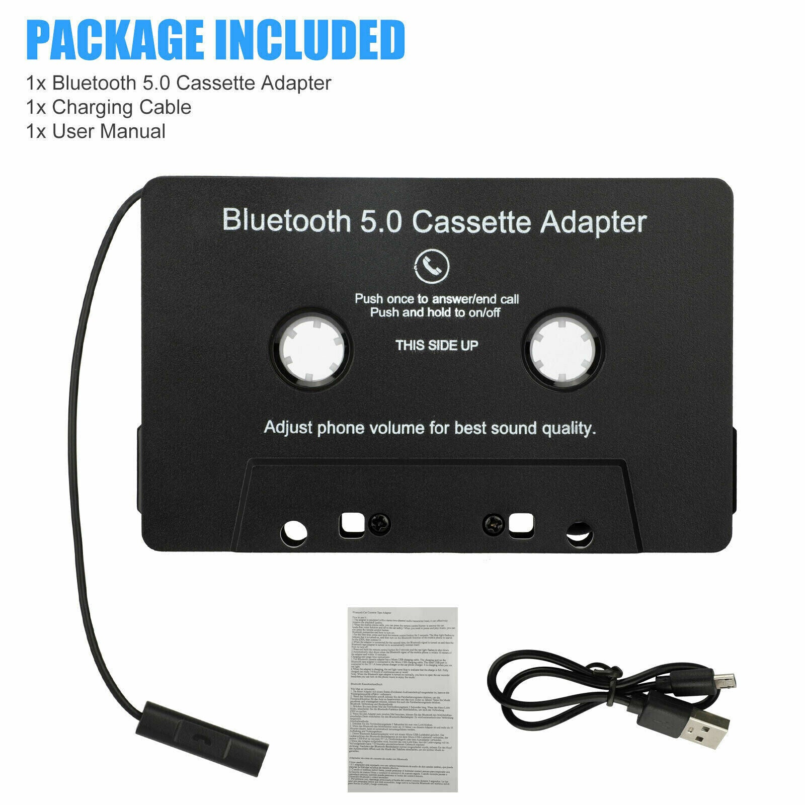 Cassette to Aux Adapter with High End Car Stereo Audio