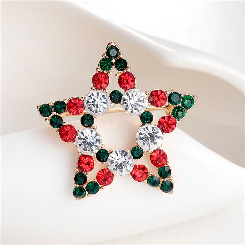 Great Star Crystal Rhinestone Snowman Christmas Brooch Pin Xmas Gif.l8