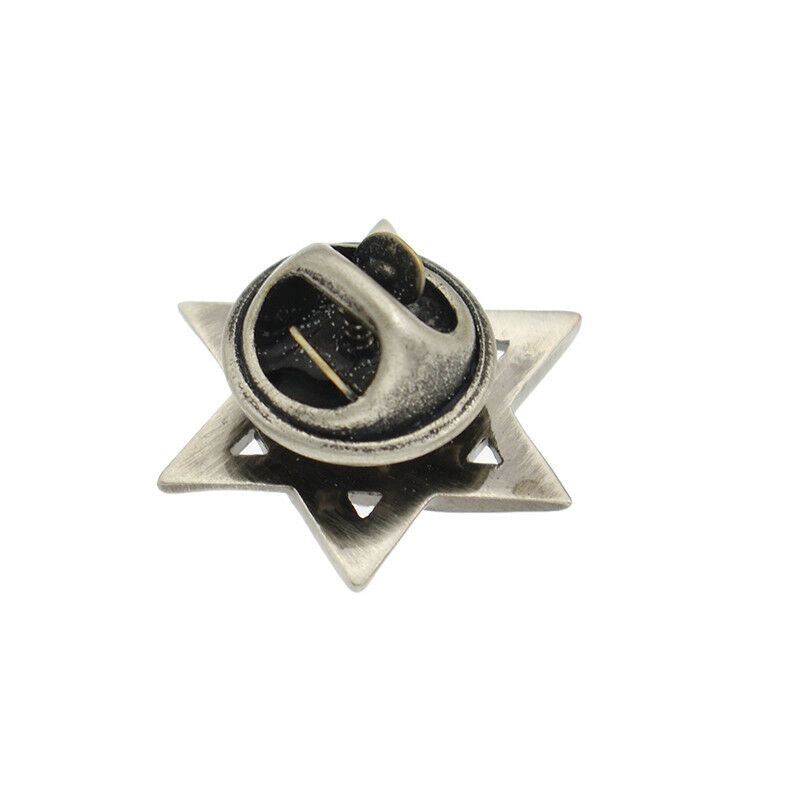 Alloy Star of David Shape Brooch Shirt Lapel Pin Breastpin Mens Unisex Jewelry