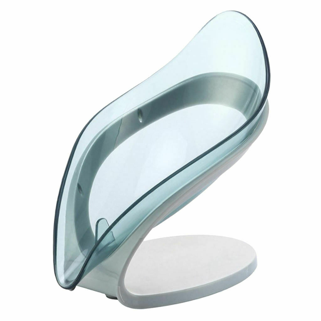 Self Draining Soap Tray Box Bathroom Soap Dish Kitchen Sponge Holder Blue