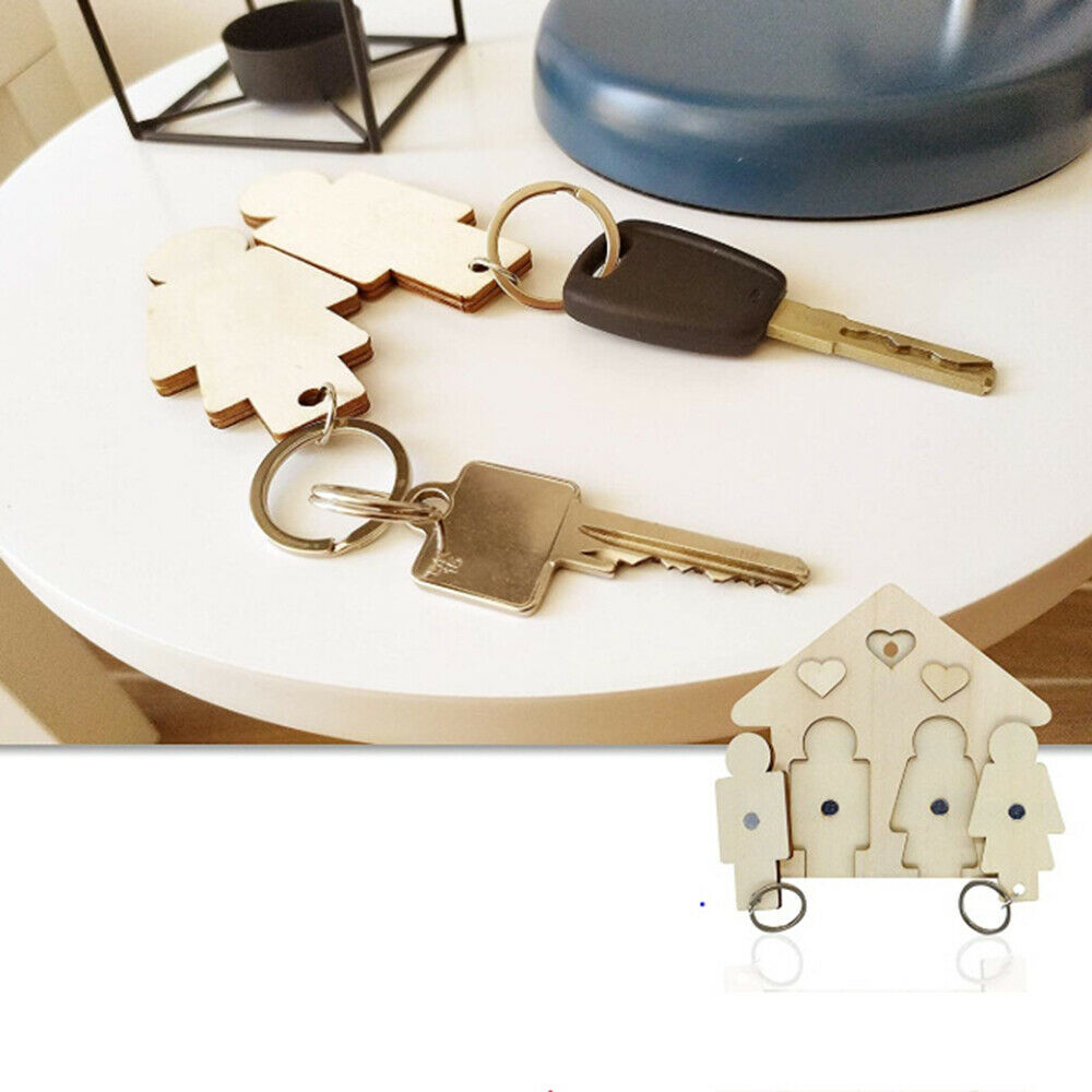 Couple Wooden Key Holder Handmade Wall Mounted Key Hanger With StrongSelf