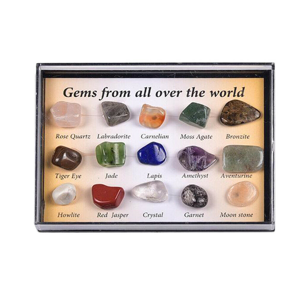 15Pcs/Box Natural Mineral Specimen Gift Polished Stone  Gemstones Quartz Crystal