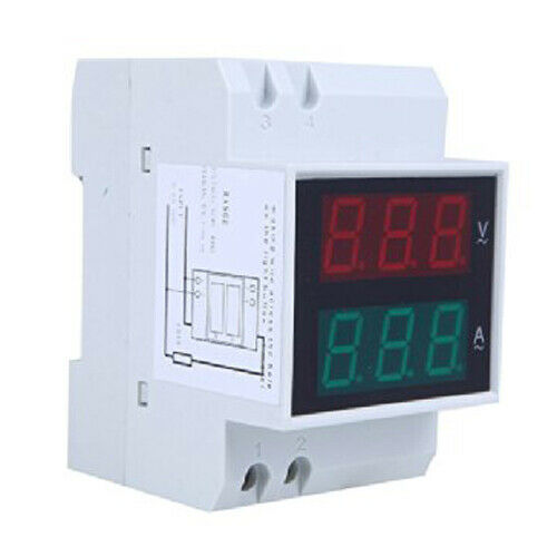 Digital Din-Rail LED Voltage Ammeter Current Meter Voltmeter AC80-300V 0.2-99.Q4