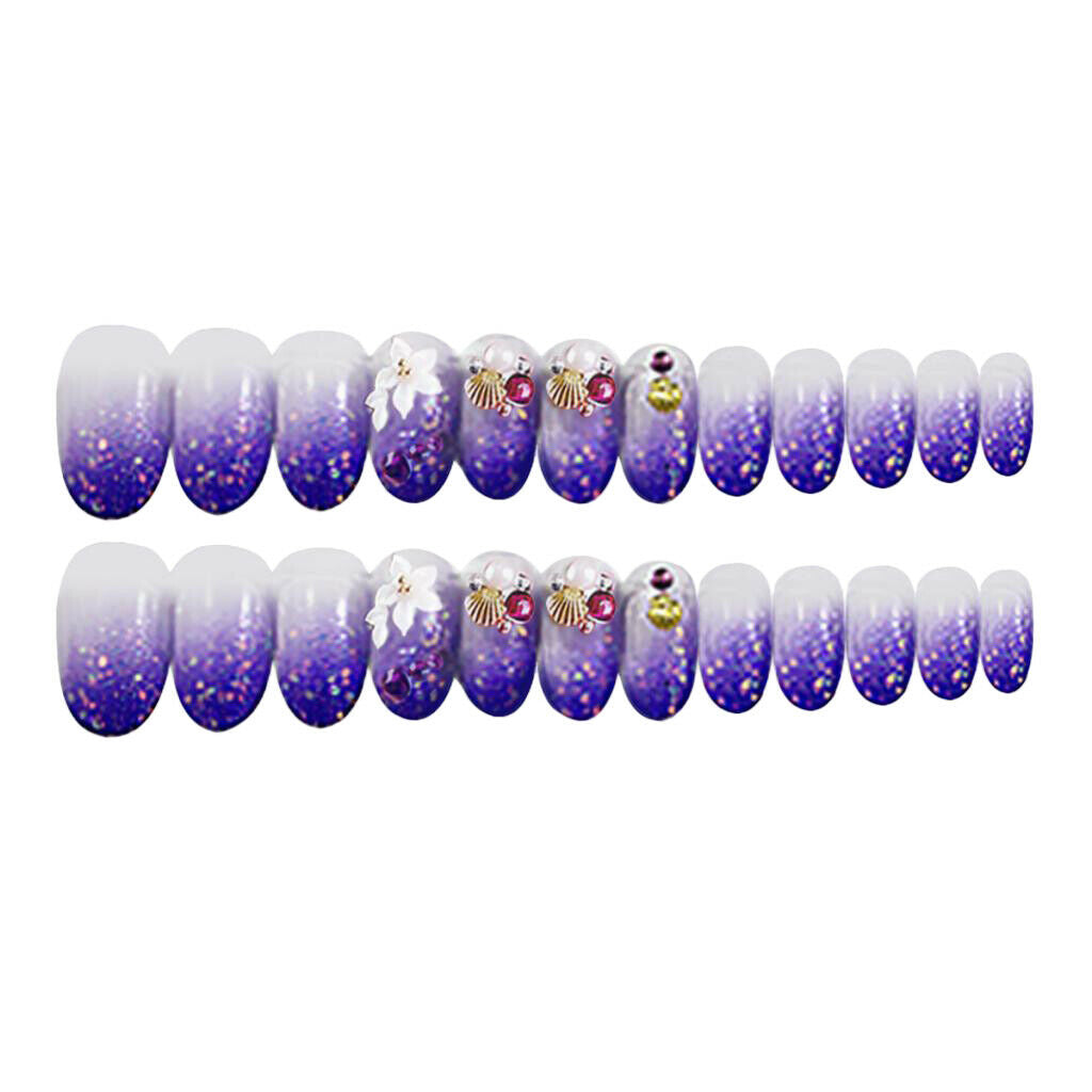 2 Color French Tip Press On False Nails Acrylic Full Cover Nail Art Tips Set