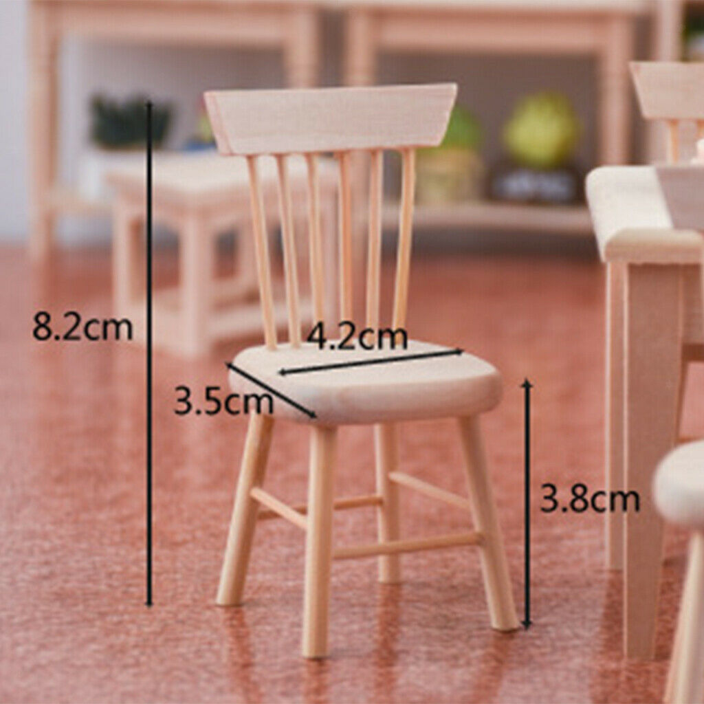 12th Miniatures Furniture Handmade Unpainted Chair Decoration Photo Props