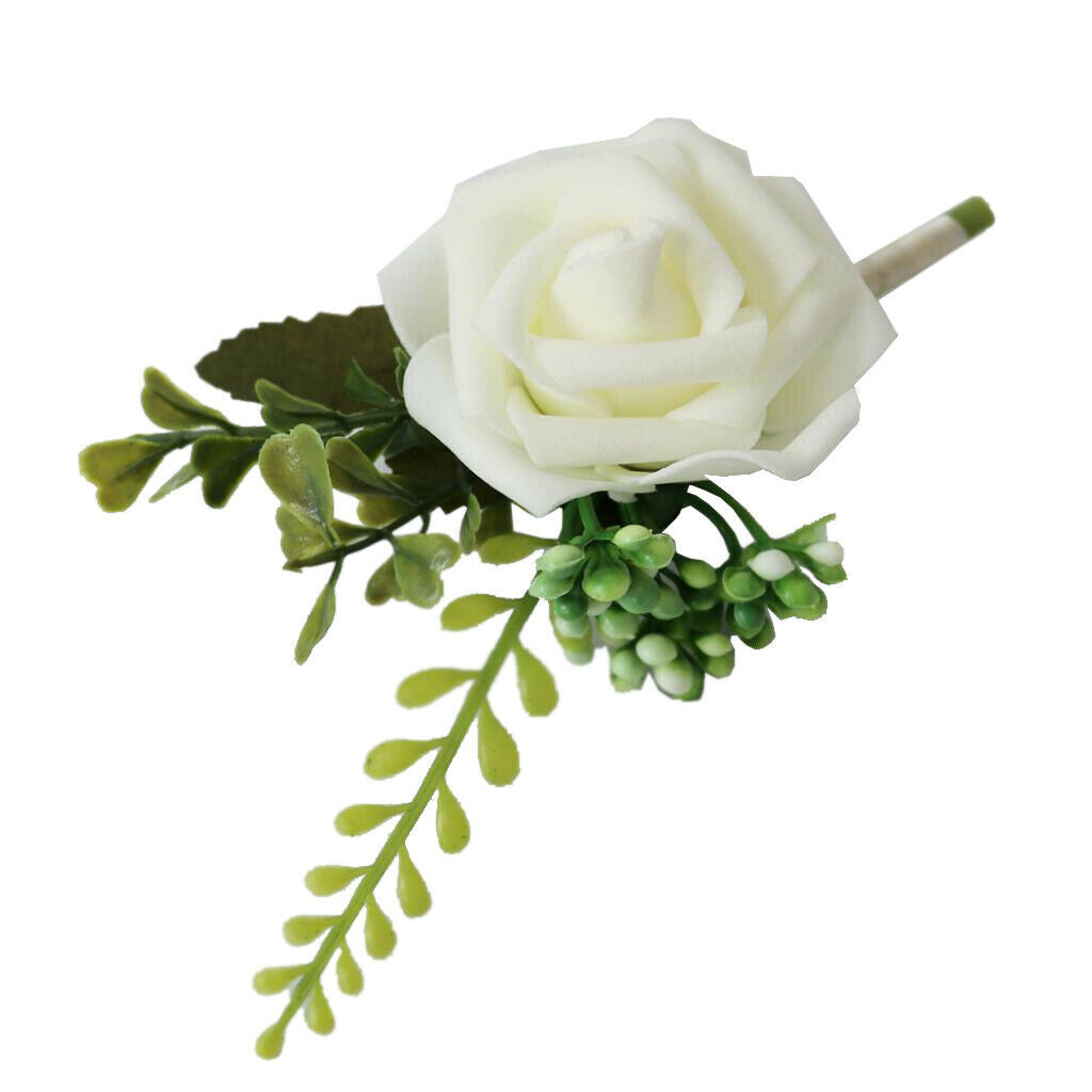 Rose Flower Wedding Brooch Bridal Corsage Banquet Prom Corsage White