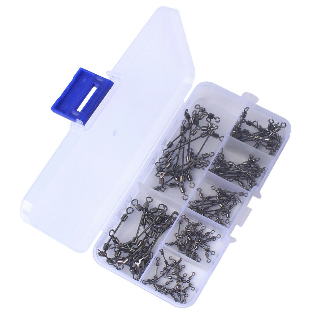 70pcs/lot Fishing O-shape 3 Way Rolling Swivels Fishing Connector 4# - 12#