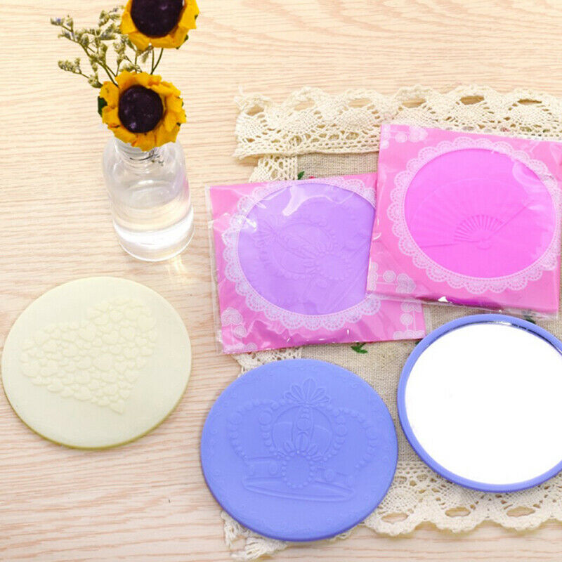 Portable Cute Round Mirror Plastic Makeup Pocket Handbag Mini Small Mirr.l8