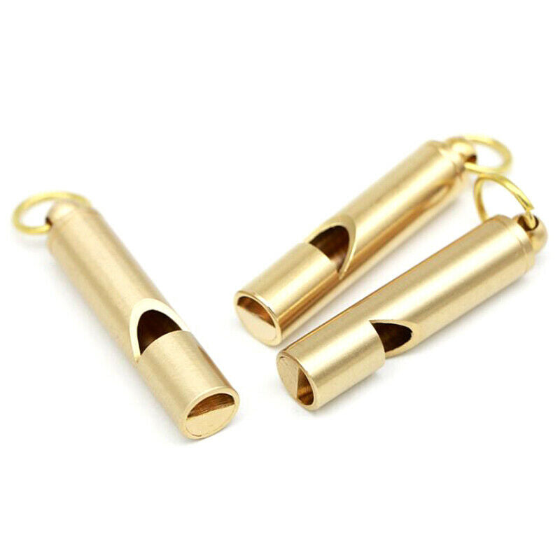 Retro Pure Brass Whistle Outdoor Whistling Survival Supplies Keyring Hang.l8