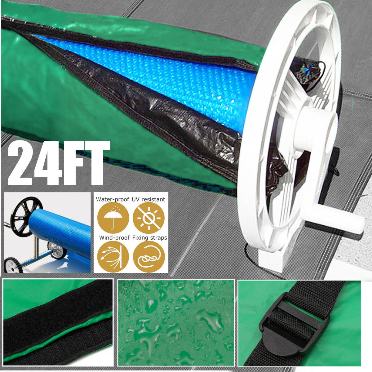 24ft Green Solar Blanket Winter Cover For Swimming Pool Solar Roller Reel ï¼ ï¼ï¼ ï¼