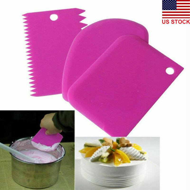 3 Pcs Dough Cake Cookie Edge Scraper Decorating Baking Cutter Pastry Tools DIY