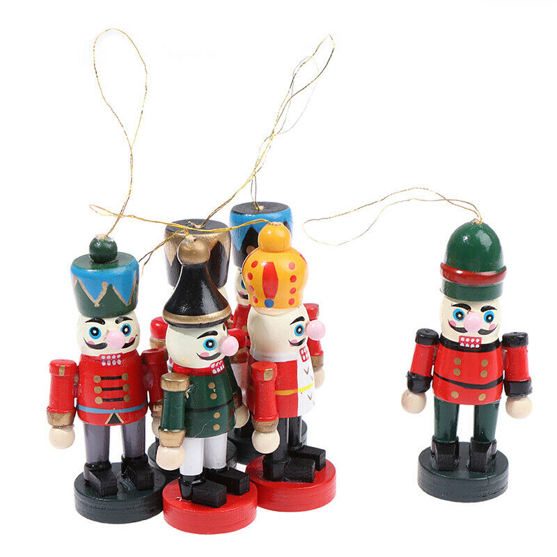 1Pcs 6cm Mini Wooden Nutcracker Soldier Christmas Tree Pendants Home Deco.l8