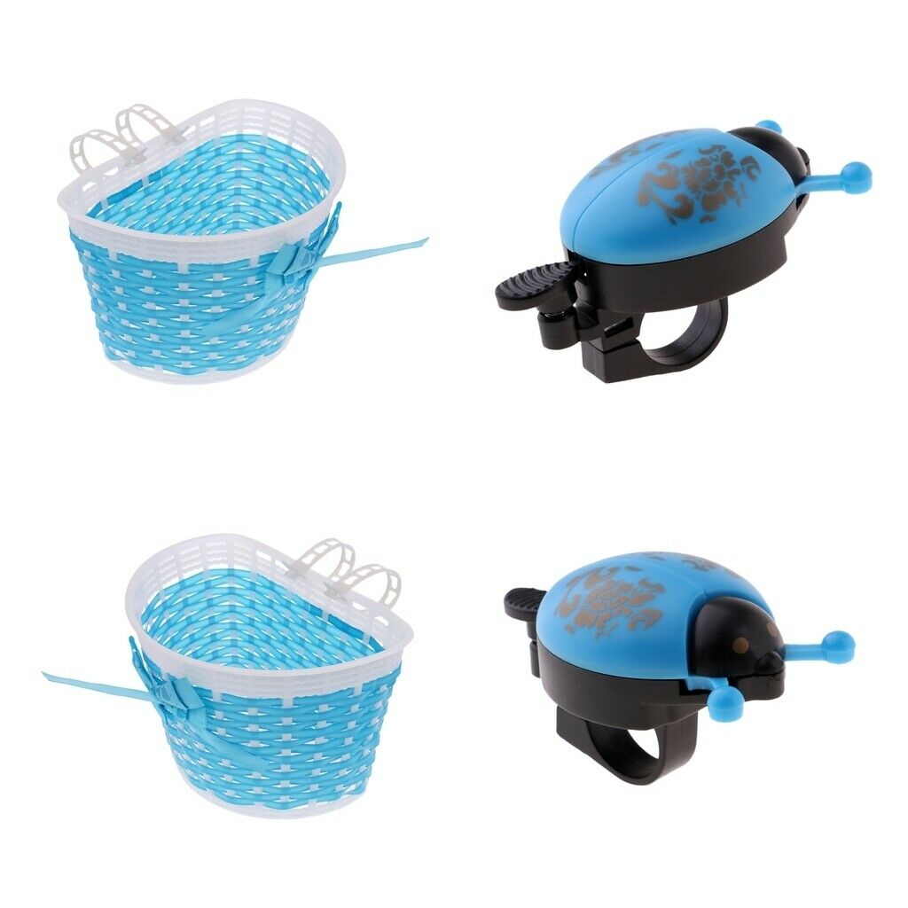 2x Children's Kids Bicycle Scooter Handlebar Clear Crisp Bell Ring + Basket