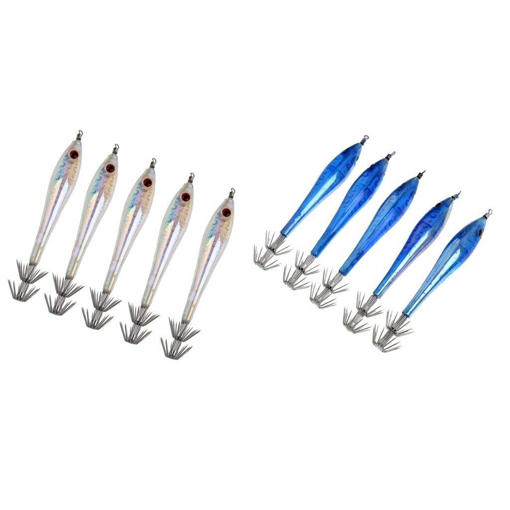10x Luminous Squid Octopus Sleeve-Fish Fishing Lures Baits Jigs Hooks Hard Baits