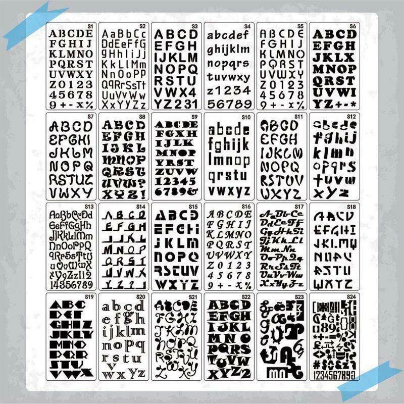 24pcs/set Alphabet Letters Drawing Template Stencil Painting Embossing Scrapbook