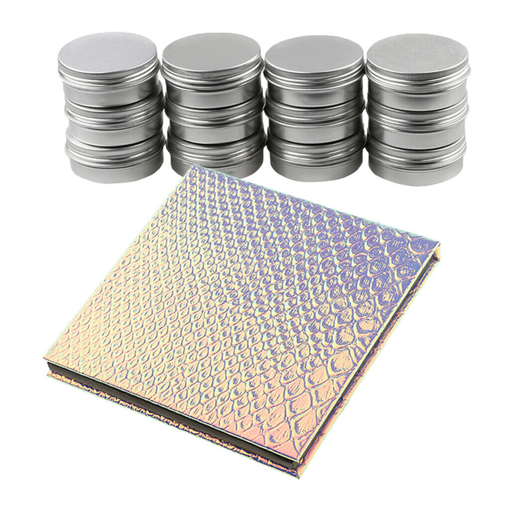 12x Aluminum Round Screw Lid Cosmetic Lip Balm Tins + Empty Magnetic Palette