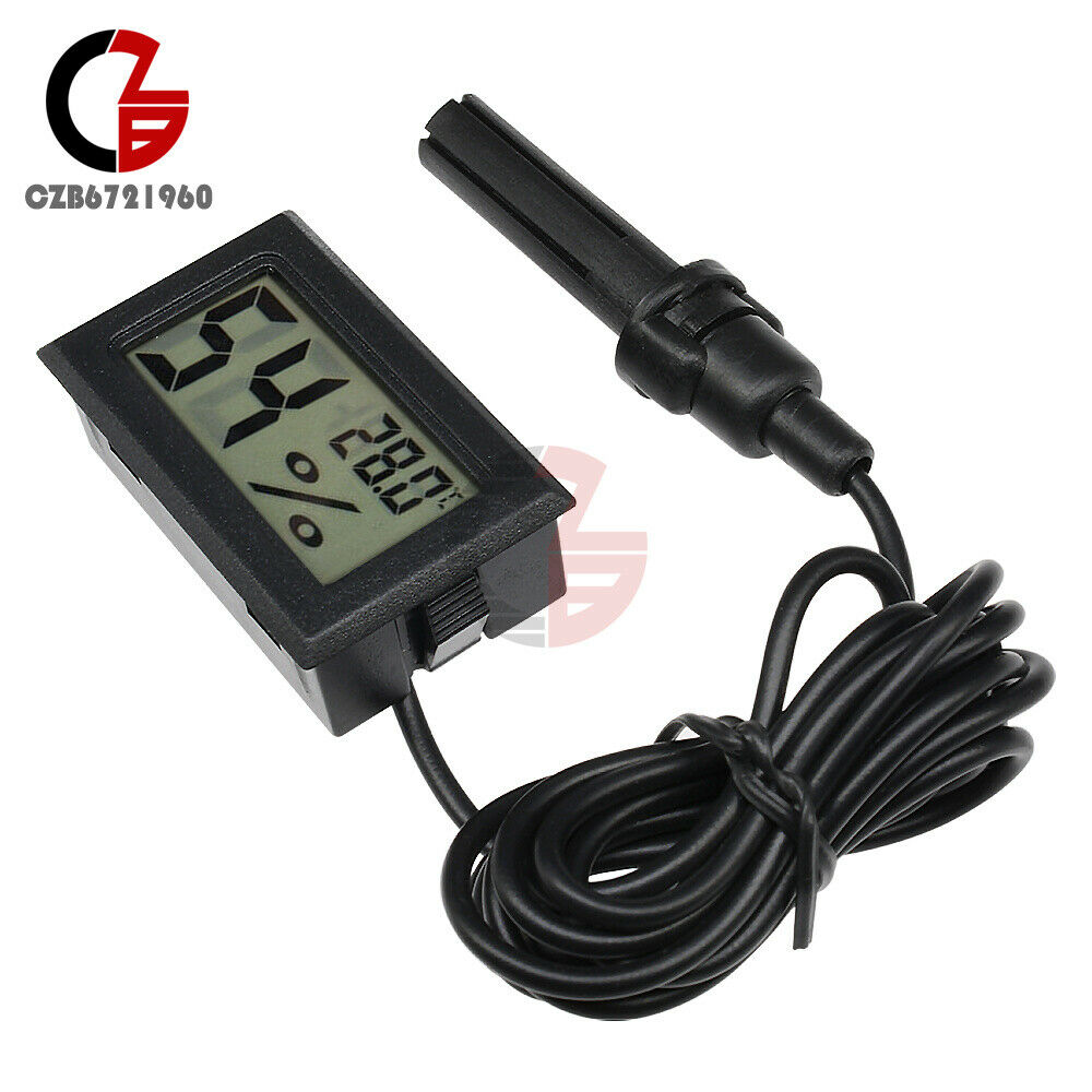 2PCS LCD Digital Temperature Humidity Meter Thermometer Hygrometer w/ 1.5M Probe