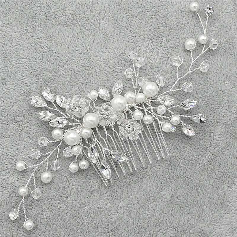 Crystal Pearls Women Hair Jewelry Wedding Hair Comb Bridal Headpiece.l8