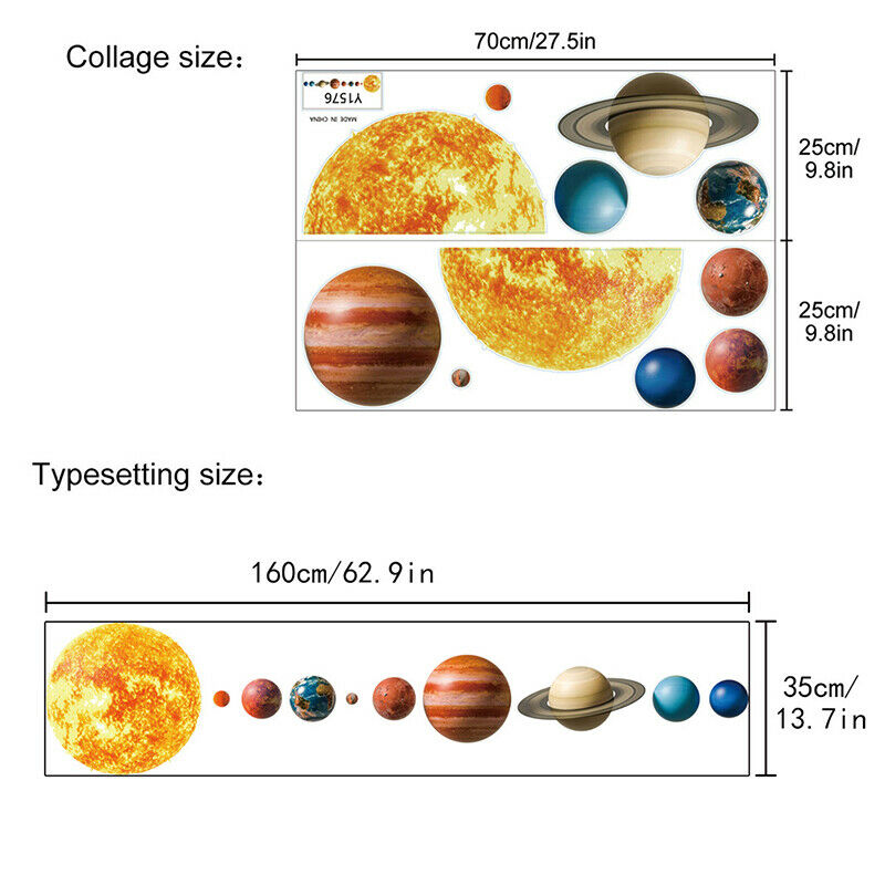Solar System Planets Wall Stickers for Kids Room Living Room Home Dec.l8