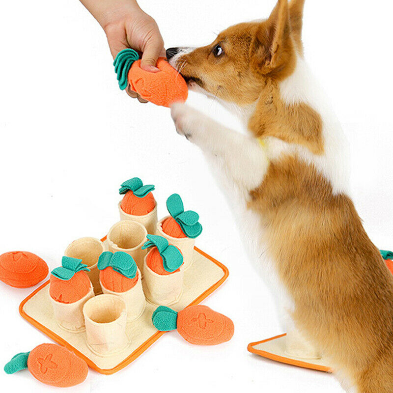 Pet Dog Snuffle Mat Sniffing Training Carrot Blanket Detachable Fleece PadsB Kt