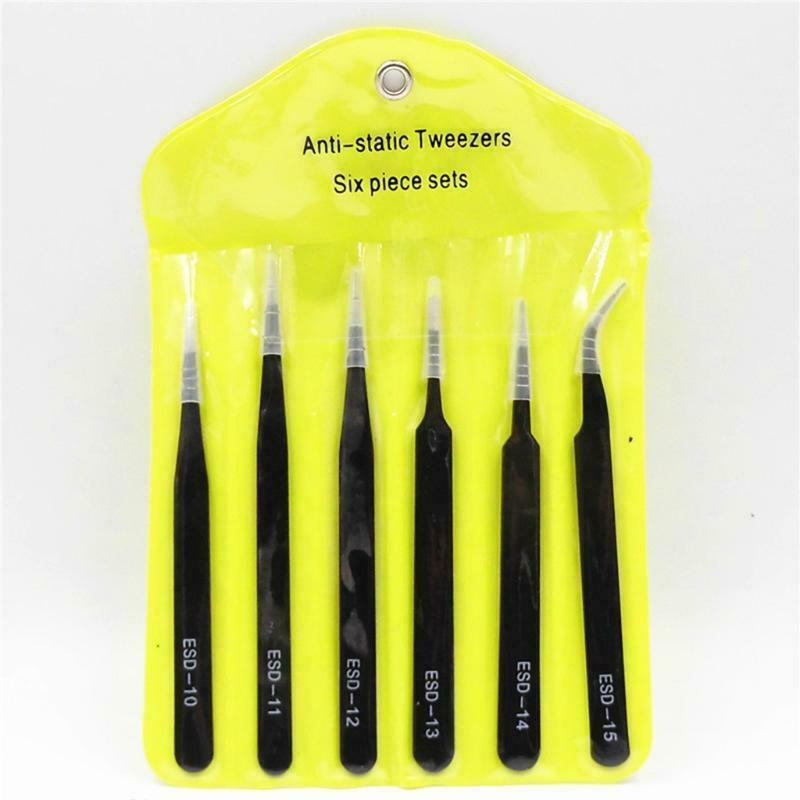 Precision Tweezers Set 7 Pieces Anti-static Stainless Steel Tweezers Kit